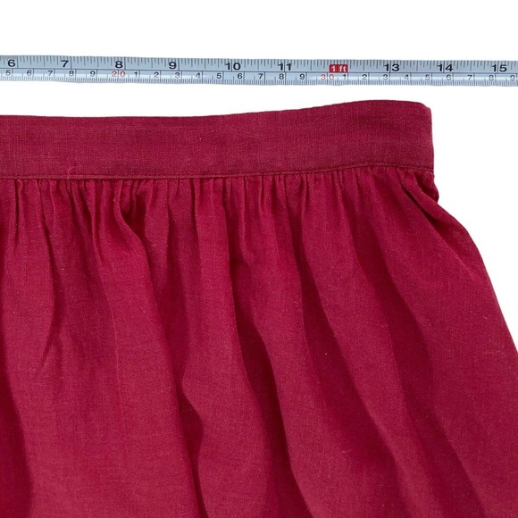 Ann Taylor Size 4 Petites 4P Skirt Women's Linen Lined Maroon Red A-line 24"L - Picture 4 of 12